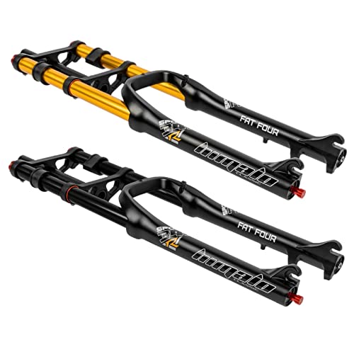 MZP E-Bike Front Fork 26' MTB Disc Brake Bike 1-1/8' Steerer Bicycle Suspension Fork 170mm Travel Air Damping for 4.0' Fat Tire QR ATB/BMX (Color : Black)