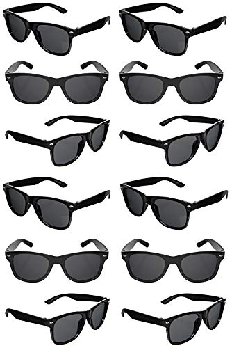 TheGag Black Sunglasses Bulk Party Favors 12 Pack Retro Black Sunglasses Exactly What You Are Looking For-Weddings-Men In Black Costume-Graduations Mardi Gras Bachelor Party Adult Kids