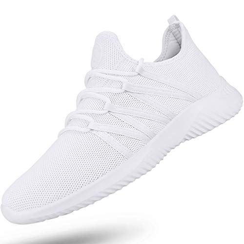 Feethit Mens Slip On Running Shoes Breathable Lightweight Comfortable Fashion Non Slip Sneakers for Men, White, 11