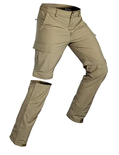 Wespornow Men's-Convertible-Hiking-Pants Quick Dry Lightweight Zip Off Breathable Cargo Pants for Outdoor, Fishing, Safari (Khaki, X-Large)