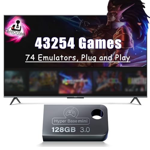 JFamiglia Retro Game Console Drive with 43254 Video Games, 128G Flash Batocera 35 System Plug and Play, 74 Emulator Console, USB Hard for Windows 8.1/10/11
