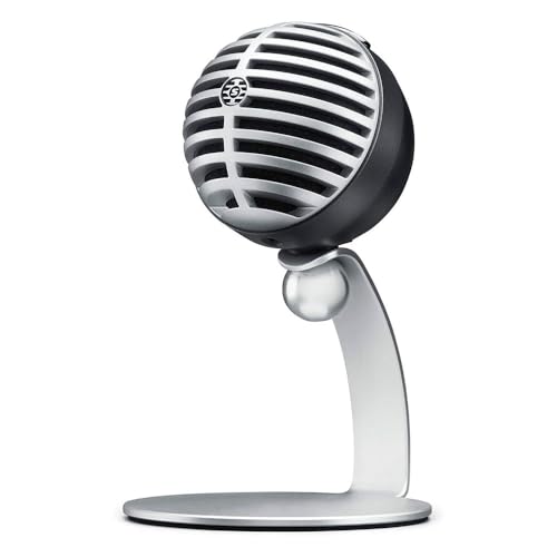 Shure MV5 Digital Condenser Microphone with Cardioid - Plug-and-play with iOS, Mac, PC, Onscreen Control w/ ShurePlus MOTIV Audio App, Includes USB and Lightning Cables (1m each) - Gray w/ Black Foam