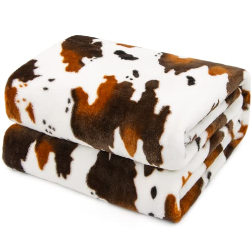 Brown Cow Print Blanket Lightweight All-Season Fleece Flannel Blankets and Throws Fuzzy Cow Print Throw Blanket Soft Cozy Warm Cute Baby Blanket for Toddler Girls Boys Bed Sofa Couch 40'x50'