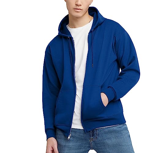 Hanes Men's Full-Zip Eco-Smart Hoodie, Deep Royal, Small