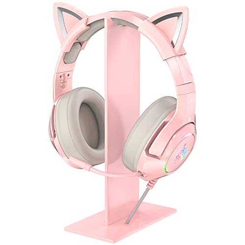 SIMGAL Pink Headphones Stand, Universal Gaming Headset Holder Hanger with Stable Base for SIMGAL K9 Cat Ear Headset(Not Included) and All Headphones