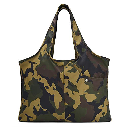 ZOOEASS Women Colorful Large Tote Shoulder Handbag Waterproof Tote Bag Multi-function Nylon Travel Shoulder(Camouflage Green)
