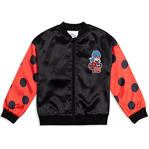 Miraculous Ladybug Big Girls Zip-up Bomber Jacket Red/Black 14-16