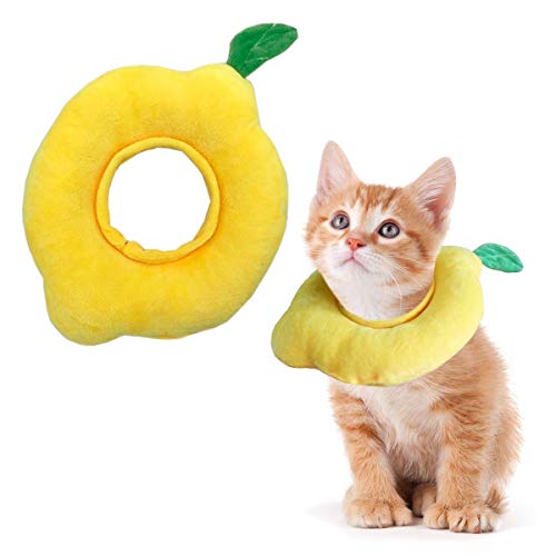 Vehomy Pet Cat Recovery Collar Cat Soft Lemon Neck Cone Adjustable Pet E Collar After Surgery, Wound Healing Protective Cat Elizabethan Collar for Kitten & Puppy