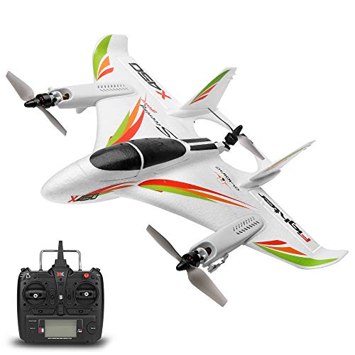 GoolRC WLtoys XK X450 RC Airplane, 2.4G Remote Control 6 Channel Brushless Motor Aircraft, Vertical Takeoff LED RC Glider Fixed Wing Plane RTF