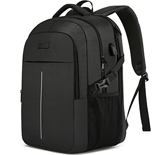 Backpack for Men,Extra Large 50L Travel Backpack with USB Charging Port,Laptop Backpack 17 Inch Water Resistant Big Capacity Heavy Duty Computer Bag TSA Approved Business,Black