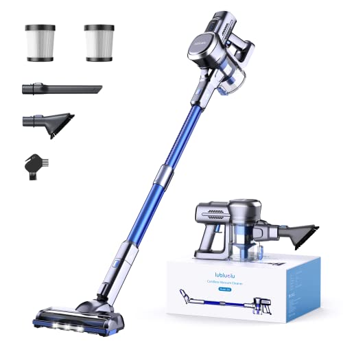 Lubluelu Cordless Vacuum Cleaner,25000Pa Cordless Stick Vacuum with 235W Brushless Motor, 50min Runtime, Detachable Battery, Self-Standing Vacuum for Hard Floor, Carpet, Pet Hair
