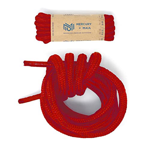 Mercury + Maia Honey Badger Survival Paracord Boot Laces - 7 Strand Nylon Core - Made in USA (Red, 54 inches, 1 Pair)