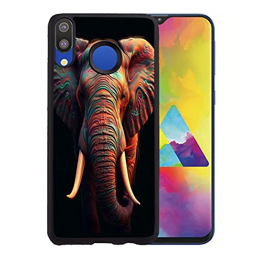 CHUANSHI Phone Case for Samsung Galaxy M20 with Colorful Elephant Designer Art18 Pattern Shockproof TPU Silicone Protective Cover FHW