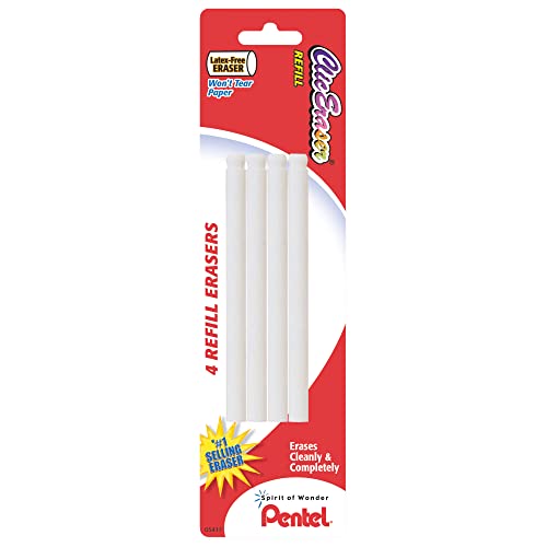 Pentel Clic Eraser Refills, 3 1/2', White, Pack of 4