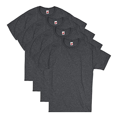 Hanes Men's Essentials Short Sleeve T-shirt Value Pack (4-pack),charcoal heather,LARGE