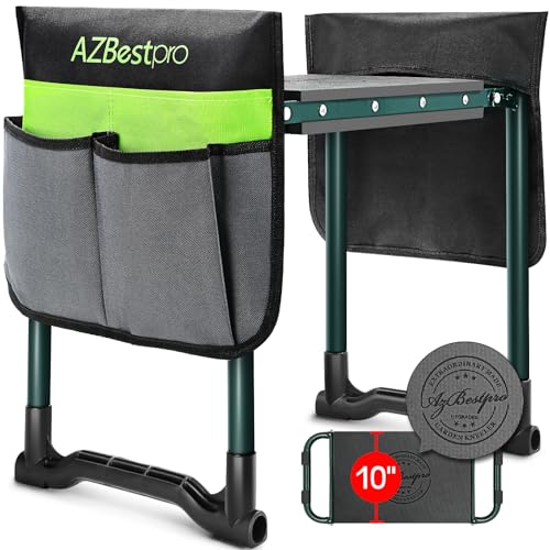 Garden Kneeler and Seat Heavy Duty, Foldable Gardening Stool - 2024 Upgraded Widened to 10' Stable Wear-resistant Prevent Knee and Back Pain, Beautiful Logo high-end 2 Large Tool Bags Gift for Women