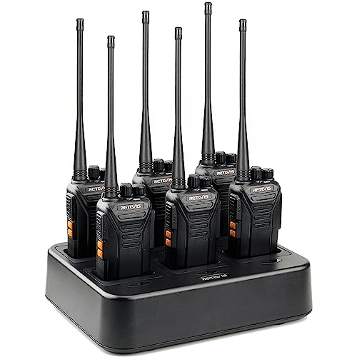 Retevis RT27V MURS 2 Way Radio, Walkie Talkies Rechargeable, Long Range, Multi-Unit Charger, License Free, Rugged, Two Way Business Radios for Emergency Rescue Farm Church(6 Pack)