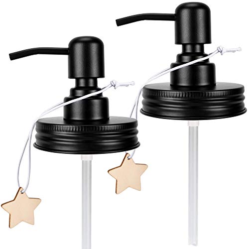 Sumille Stainless Steel Mason Jar Soap Dispenser Lids, Black Hand Soap Pump Kit for Lotion Liquid Glass Can Farmhouse Replacement Home Dispenser