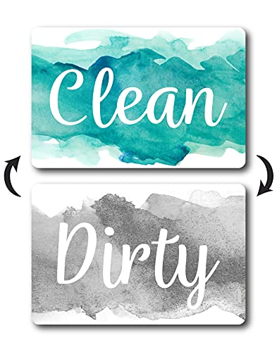 Brothers Bench Aqua & Gray Dirty Clean Dishwasher Magnet, Clean Dirty Magnet for Dishwasher, Universal Dishwasher Magnet Clean Dirty Sign for Kitchen Organization