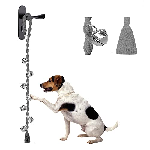 GINIDEAR Dog Bell for Door Potty Training, Dog Doorbell for Puppies to Go Outside, Adjustable Dog Potty Bell, Door Bells for Dogs. Twisted Style, Grey