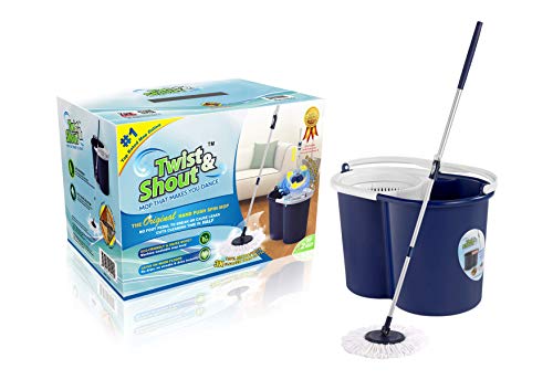 Twist and Shout Mop - Award Winning Original Hand Push Spin Mop - Life Time Warranty (2 Microfiber Mopheads Included)