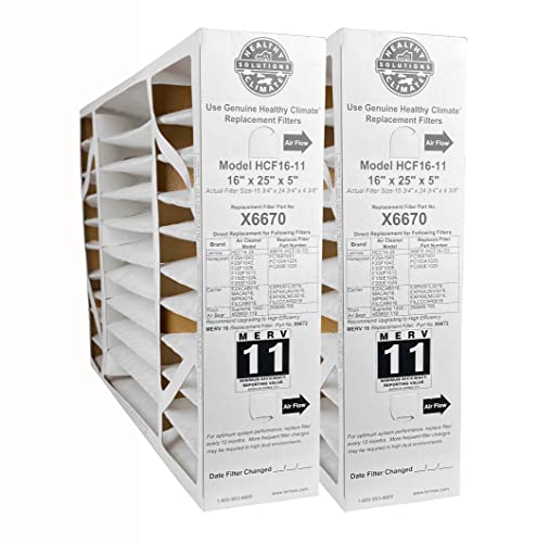 Lennox X6670 - (2-Pack) Healthy Climate 16' x 25' x 5' OEM HCF16-11 Air Filter, MERV 11