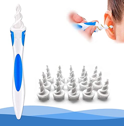 NBEW QGrips Earwax Removal-Spiral Ear Wax Removal Tool, Reusable Earwax Removal Kit Safe Ear Cleaner with 16 Pcs Soft and Flexible Replaceme