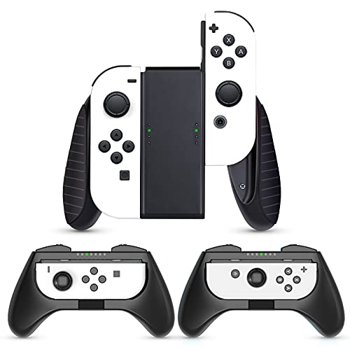 HEYSTOP Grip Compatible with Nintendo Switch OLED/Nintendo Switch JoyCon 3 Pack, Wear Resistant Game Switch Controller Handle Case Kit for Nintendo Switch Joy Con, Black
