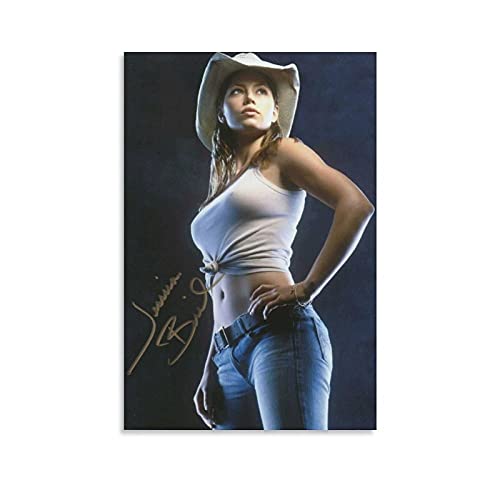 FVLFIL GuangYing Beautiful Movie Actresses Jessica Biel Cowboy Signature Poster Wall Art Poster Gifts Bedroom Prints Home Decor Hanging Picture Canvas Painting Posters 12x18inch(30x45cm)