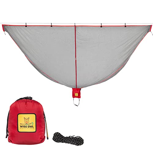 Wise Owl Outfitters Hammock Bug Net - The SnugNet Mosquito Net for Hammocks - Premium Quality, Waterproof, Mesh Hammock Netting w/Double-Sided Zipper - Essential Camping Gear, Red