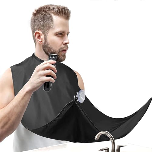 Beard Bib Beard Apron Gifts for Men Dad Fathers Day Anniversary Valentines Day Stocking Stuffers Christmas Gifts for Him Boyfriend Husband From Daughter Son Beard Trimming Catcher Bib Black