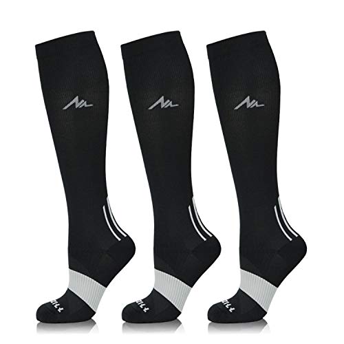 NEWZILL Compression Socks U.S Olympic Fencer Recommend for Men & Women 20mmHg ([3-Pairs] Black, XXL)