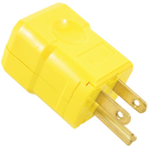 Leviton 5256-VY 15 Amp, 125 Volt, Industrial Grade, Plug, Straight Blade, Grounding, Python, Yellow
