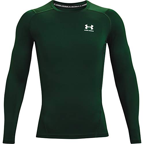 Under Armour Mens Armour Heatgear Compression Long-sleeve T-shirt , Forest Green (301)/White , Large