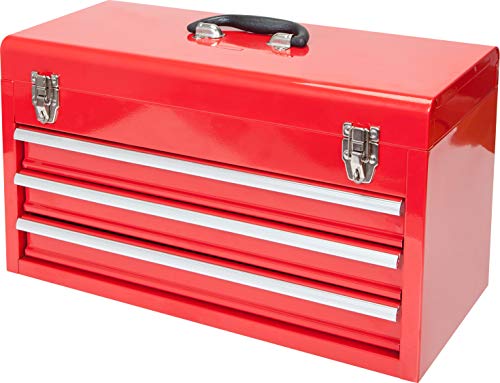 BIG RED ANTBD133-XB Torin 20' Portable 3 Drawer Steel Tool Box with Metal Latch Closure, Red