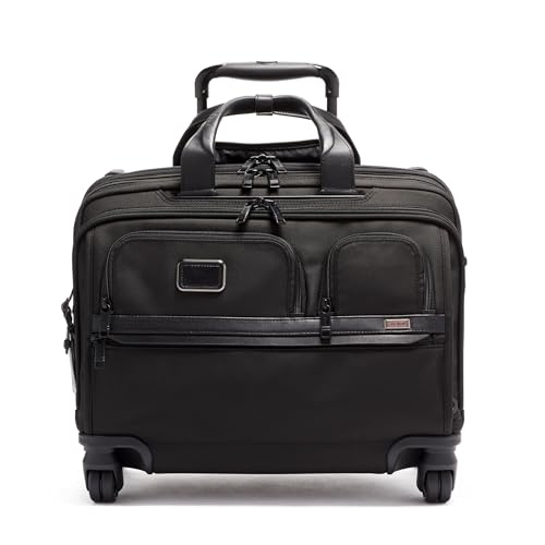 TUMI Alpha 3 Deluxe 4-Wheel Laptop Case Briefcase - Features Built-In USB Port - 17-Inch Computer Bag for Men and Women - Black