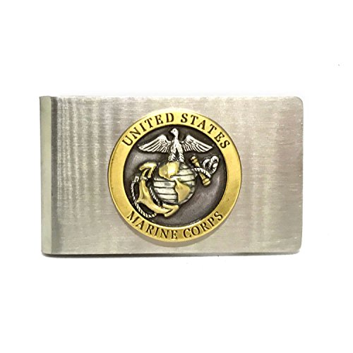 Cigar Cutters by Jim Custom Designed French-Fold Money Clip in Brushed Stainless Steel Money Clip (Marines 1)