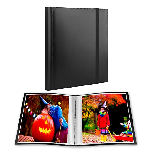 Photo Album 8x10, 8x10 Photo Album Book Holds 68 Photos, Art Portfolio Binder for 8 x 10 Pictures, Photo Albums for 8x10 Photos, 10x8 Sheet Protector Folder for Photos, Kids Artwork, Sketch (Black)