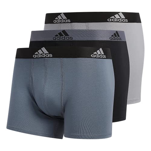 adidas Men's Stretch Cotton Trunk Underwear (3-Pack), Onix Grey/Black/Grey, Medium