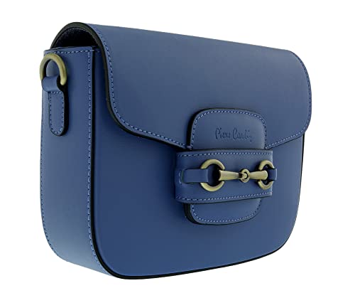 Pierre Cardin Blue Leather Medium Vintage Classic Square Shoulder Bag for womens