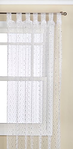 1888 Mills Groovy-50X84 Single Tab White Sequin Sheer Curtain Panel