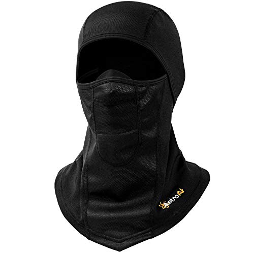 AstroAI Ski Mask Windproof Balaclava for Cold Weather, Winter Face Mask Breathable Stretchable for Skiing, Snowboarding & Motorcycle Riding, Full Protection Black Mask for Men/Women Black