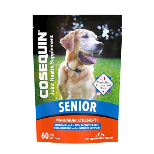 Cosequin Senior Joint Health Supplement for Senior Dogs - With Glucosamine, Chondroitin, Omega-3 for Skin and Coat Health and Beta Glucans for Immune Support, 60 Soft Chews