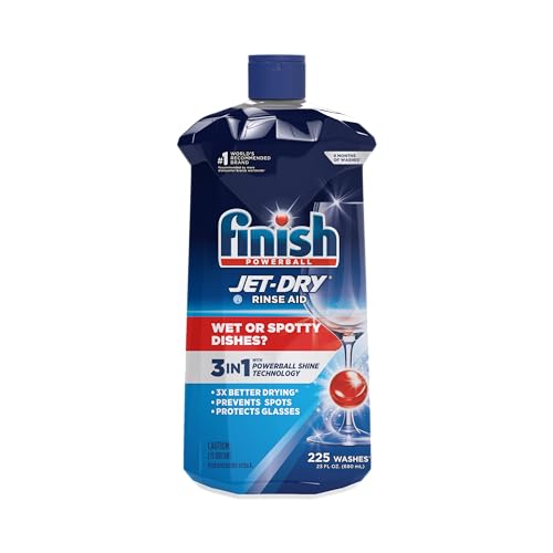 Finish Jet-Dry Liquid Rinse Aid, Dishwasher Rinse and Drying Agent, 23 fl oz, Packaging may vary