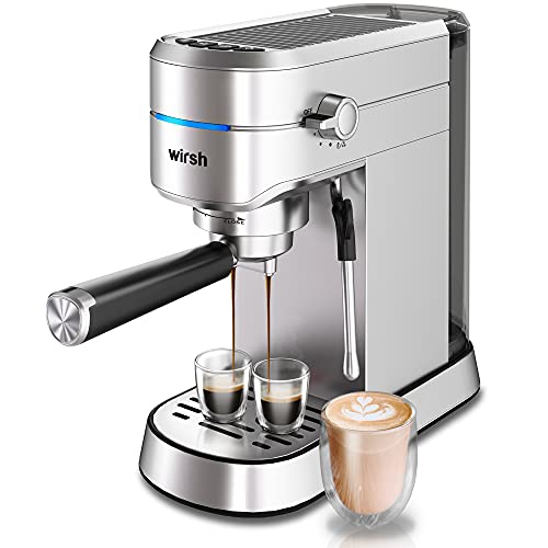 wirsh Espresso Machine,Espresso Maker with Commercial Steamer for Latte and Cappuccino,Expresso Coffee Machine with 42 oz Removable Water Tank,Stainless Steel (Home Barista)