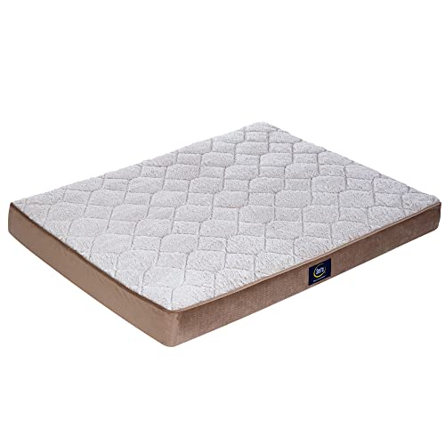 Serta Orthopedic Quilted Pillow Top Dog Bed for Pets – Desert Sand (Large)