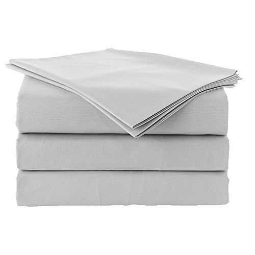 Twin Size Sheet Set - 4 Piece Set - 100% Egyptian Cotton, 400 Thread Count Long-Staple, Best-Bedding Sheets, Fitted Sheet fits Upto 15” deep Pocket Mattress - Easy Fit - Light Grey Solid