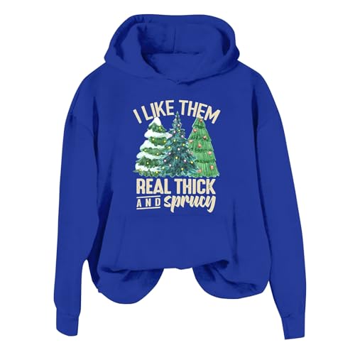 2023 Women's Long Sleeved Christmas Tree I Like Them Real Thick (C-Blue, S)