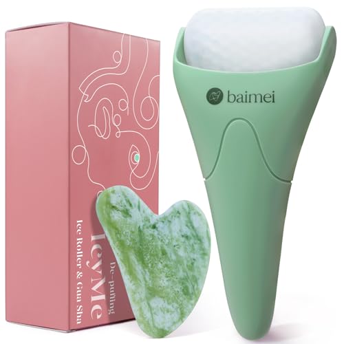 BAIMEI Cryotherapy Ice Roller and Gua Sha Facial Tools Reduces Puffiness Migraine Pain Relief, Skin Care Tools for Face Massager Self Care Gift for Men Women - Dark Green
