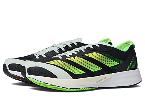 adidas Women's Adizero Adios 7 Sneaker, Black/Beam Yellow/Solar Green, 6